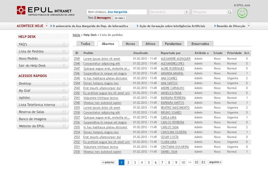 Intranet EPUL – Public Company of Lisbon Urbanization