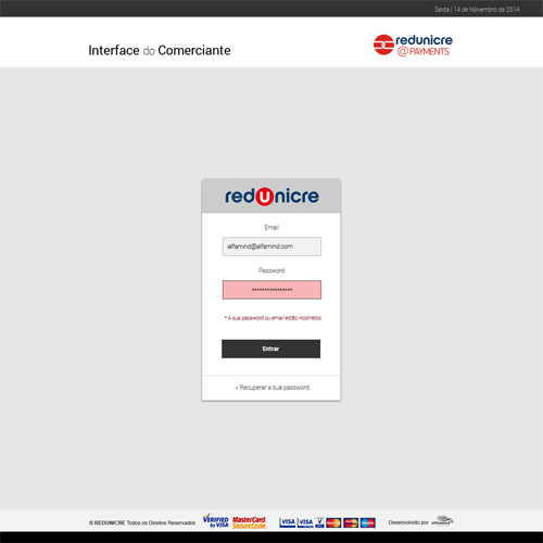 REDUNICRE@Payments – Interface do Comerciante