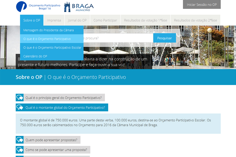 Braga City Council Participative Budget - 2015 Edition