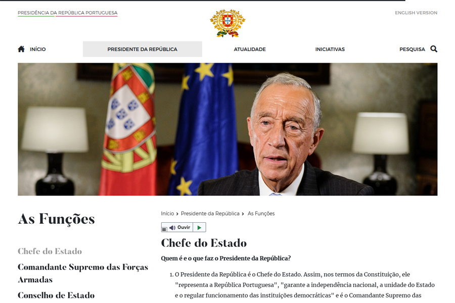 New portal of the Presidency of the Portuguese Republic 