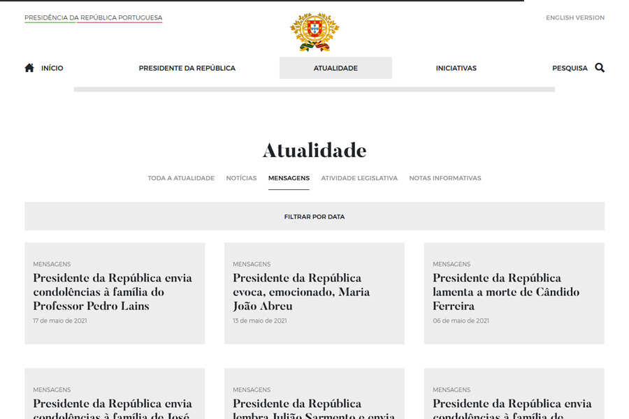 New portal of the Presidency of the Portuguese Republic 