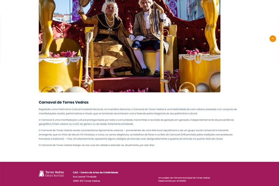 Website das comemorações do centenário do Carnaval de Torres Vedras