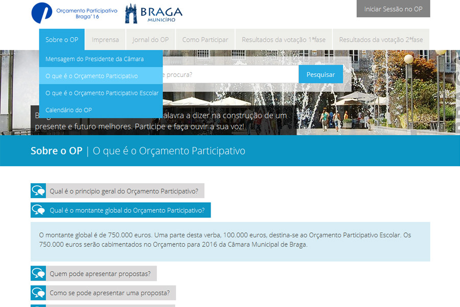 Orçamento Participativo da Câmara Municipal de Braga – Edição de 2015
