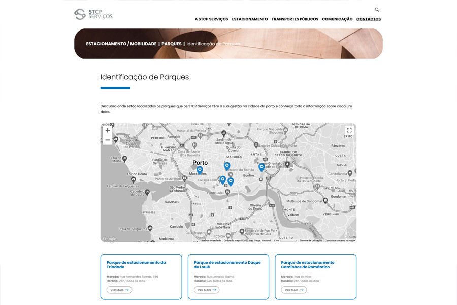 Website institucional da STCP Serviços