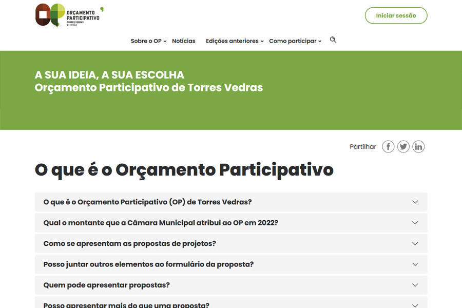 Orçamento Participativo da Câmara Municipal de Torres Vedras