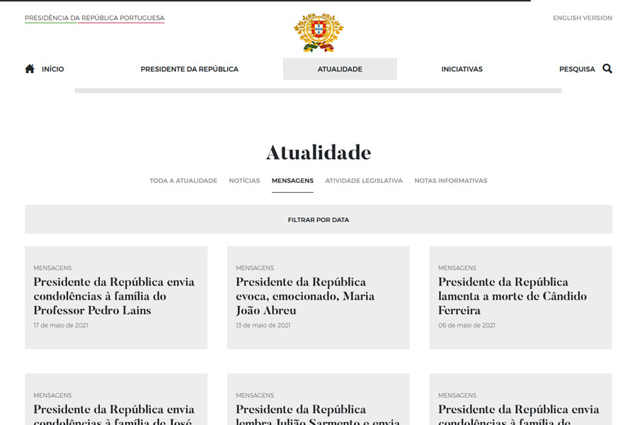 Novo portal da Presidência da República Portuguesa